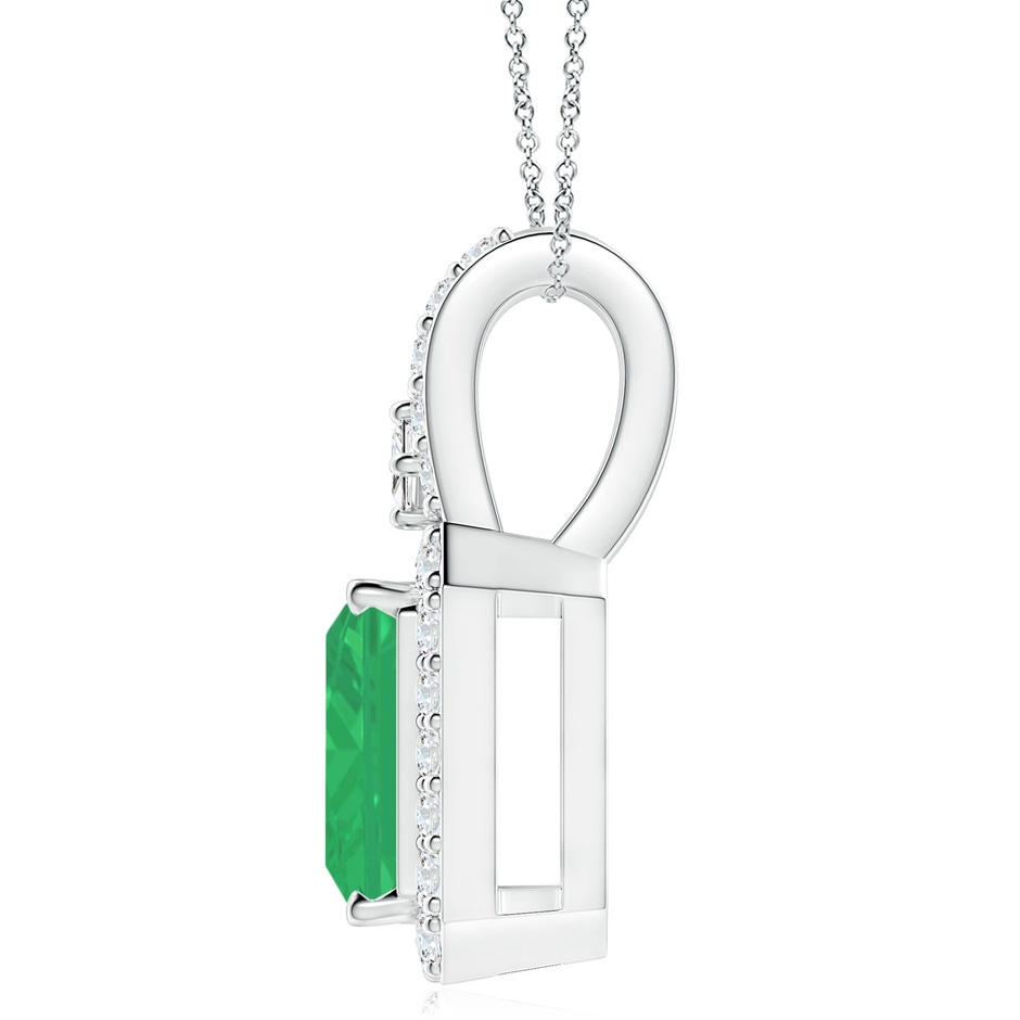10x8mm A Emerald-Cut Emerald Halo Pendant in P950 Platinum side 199