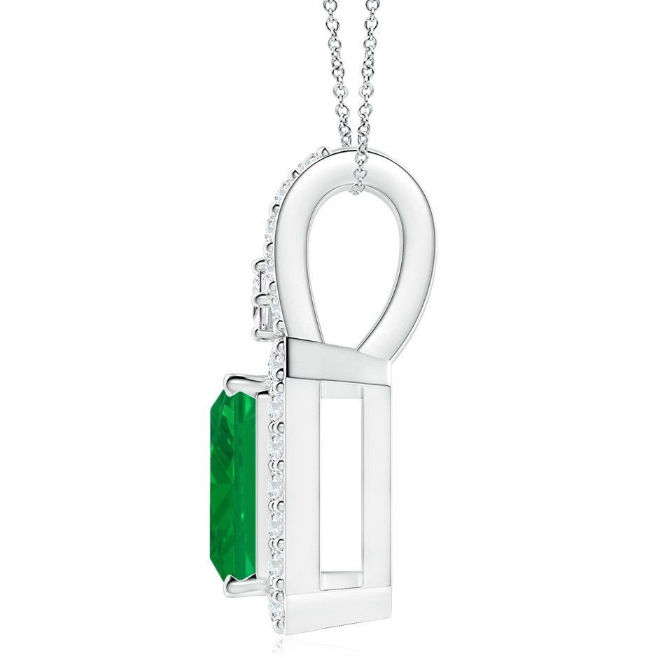 10x8mm AA Emerald-Cut Emerald Halo Pendant in P950 Platinum side 199