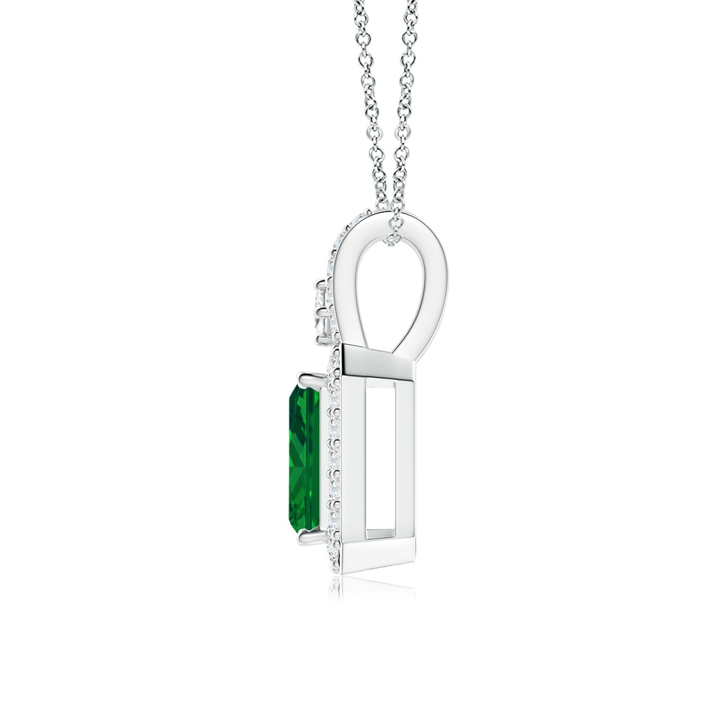 6x4mm AAAA Emerald-Cut Emerald Halo Pendant in P950 Platinum - side 199