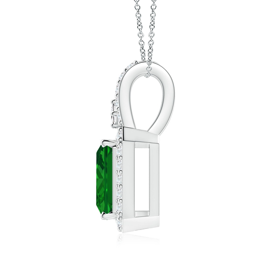 8x6mm AAAA Emerald-Cut Emerald Halo Pendant in P950 Platinum side 199