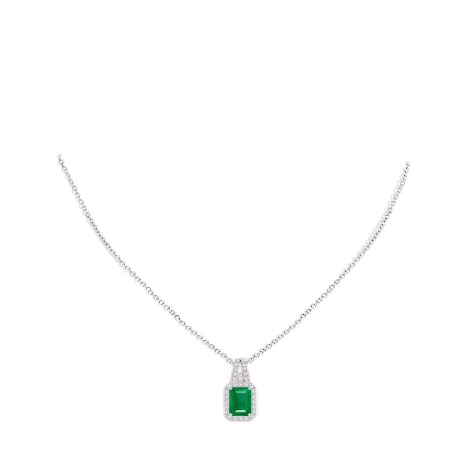 9x7mm AA Emerald-Cut Emerald Halo Pendant in P950 Platinum pen