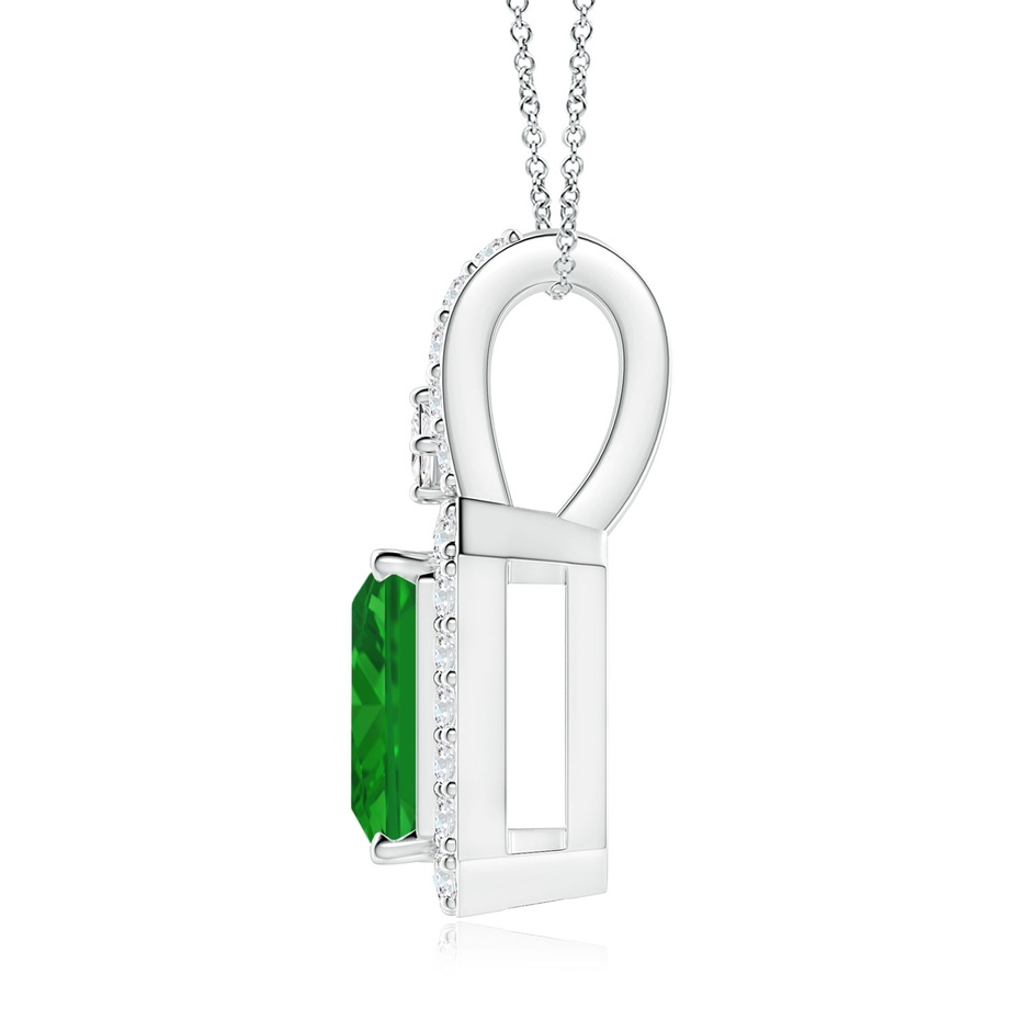 9x7mm AAA Emerald-Cut Emerald Halo Pendant in P950 Platinum side 199