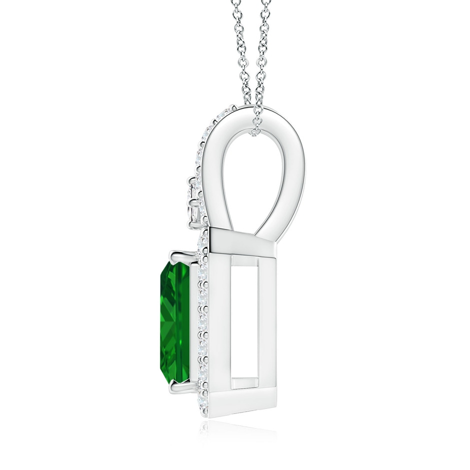 9x7mm AAAA Emerald-Cut Emerald Halo Pendant in P950 Platinum side 199