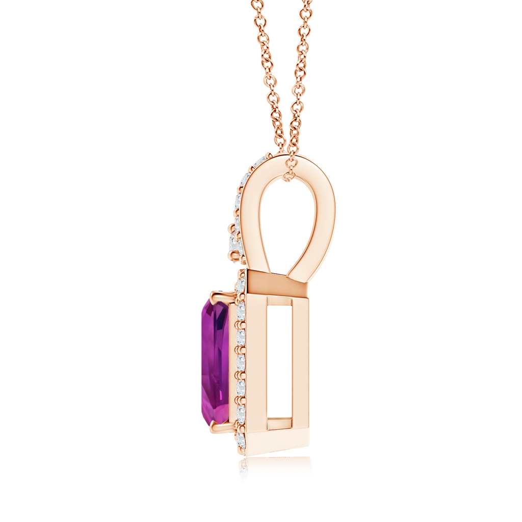 9.22x6.79x5.68mm AAAA GIA Certified Octagonal Pink Sapphire Halo Pendant in Rose Gold - side 199