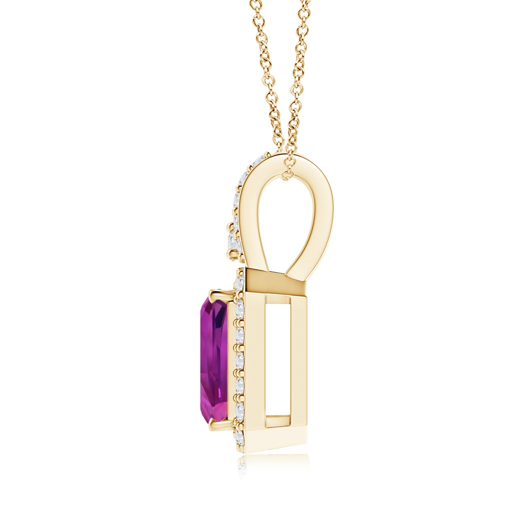 9.22x6.79x5.68mm AAAA GIA Certified Octagonal Pink Sapphire Halo Pendant in Yellow Gold - side 199