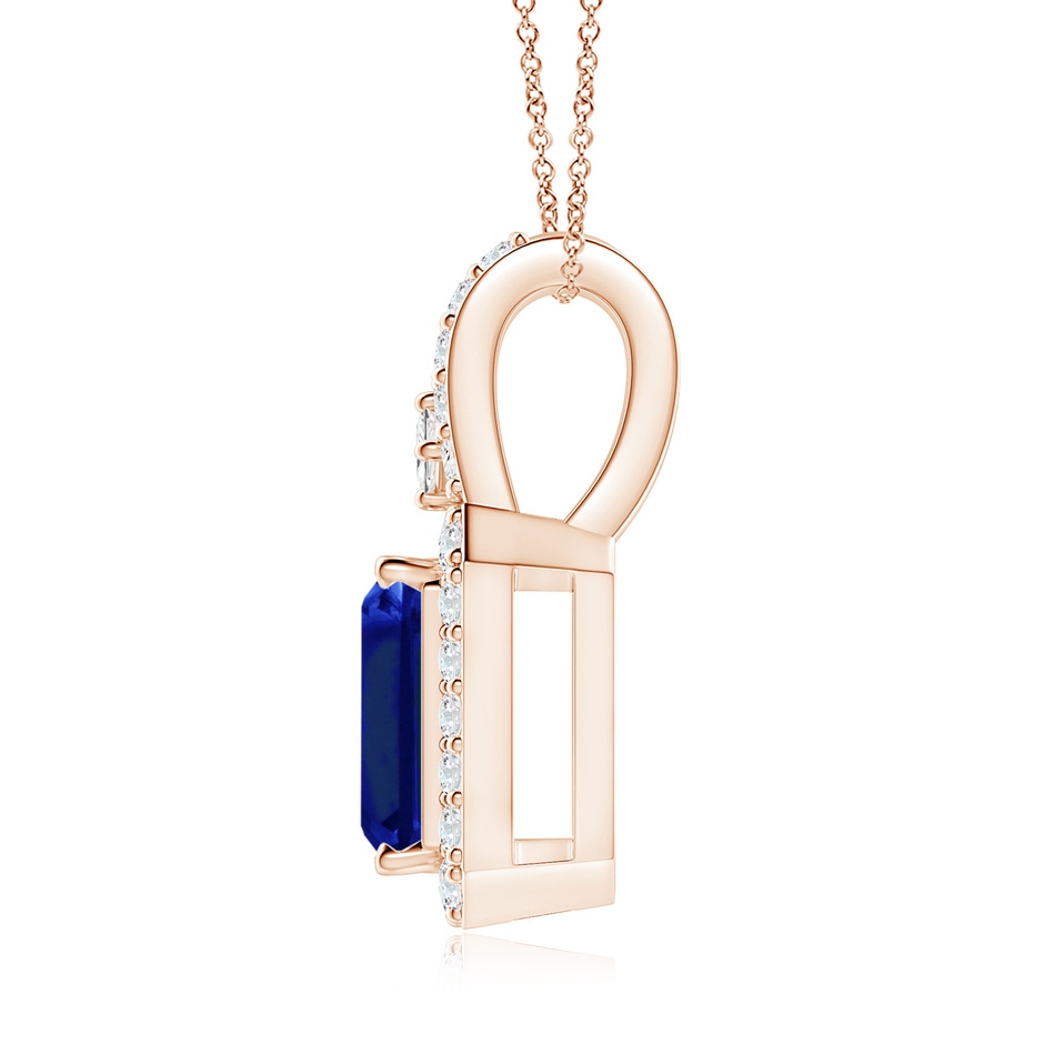 9x7mm Lab-Grown Emerald-Cut Blue Sapphire Halo Pendant in Rose Gold side 199