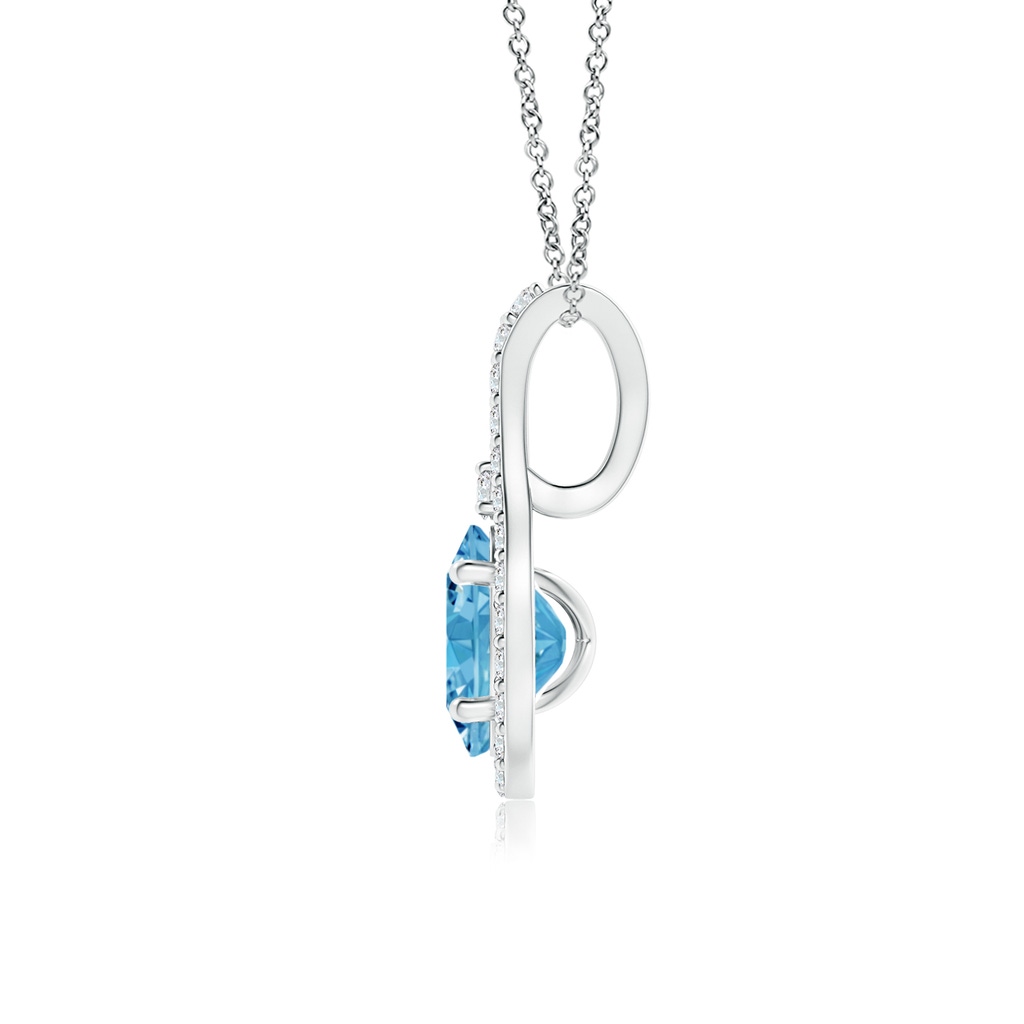 6x4mm AAAA Classic Fancy Intense Blue and White Diamond Halo Pendant in P950 Platinum - side 199