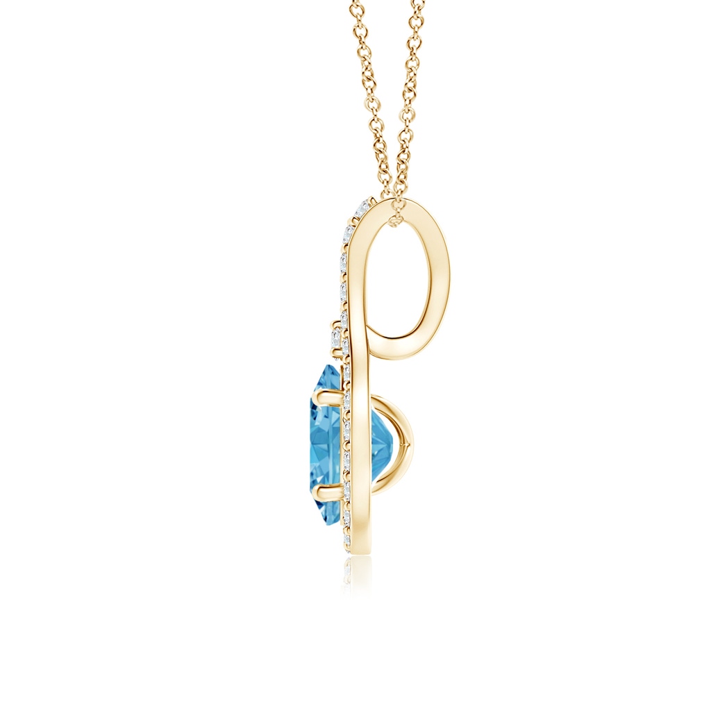 6x4mm AAAA Classic Fancy Intense Blue and White Diamond Halo Pendant in Yellow Gold - side 199