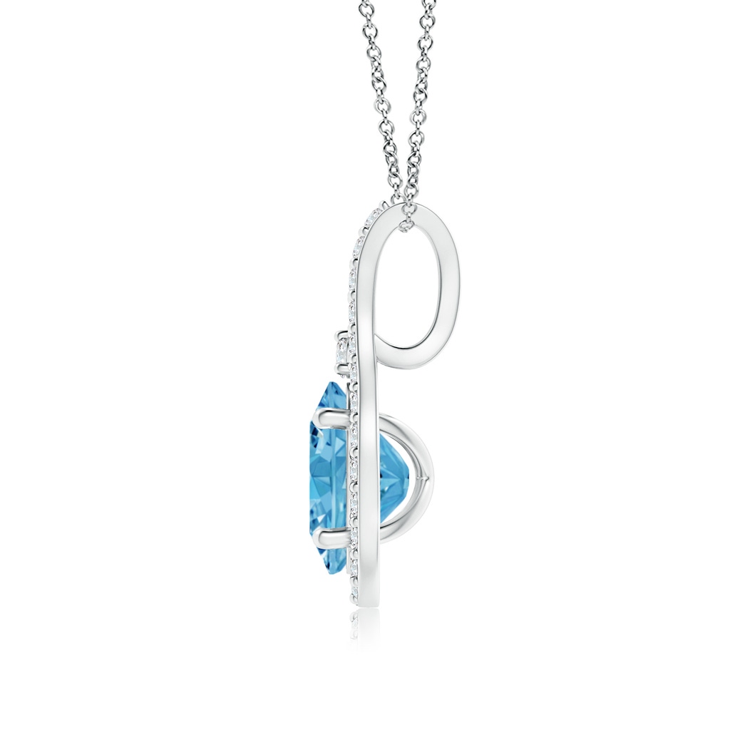 7x5mm AAAA Classic Fancy Intense Blue and White Diamond Halo Pendant in White Gold - side 199