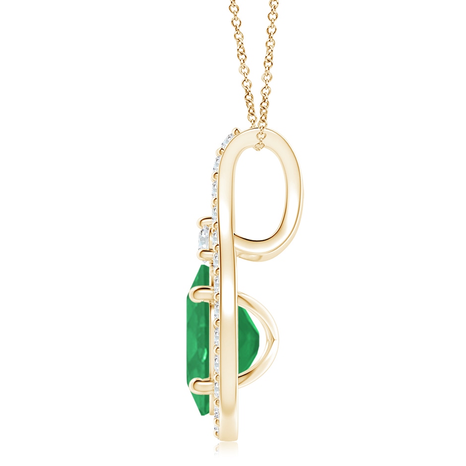 10x8mm A Classic Emerald and Diamond Halo Pendant in 18K Yellow Gold side 199