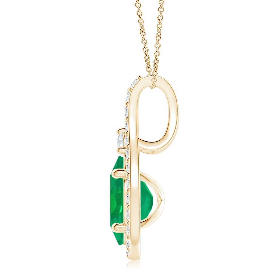 10x8mm AA Classic Emerald and Diamond Halo Pendant in 18K Yellow Gold side 199