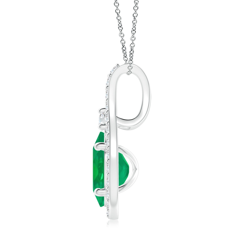 10x8mm AA Classic Emerald and Diamond Halo Pendant in White Gold side 199