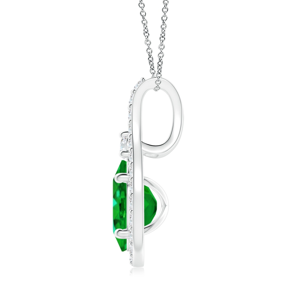 10x8mm AAAA Classic Emerald and Diamond Halo Pendant in P950 Platinum side 199