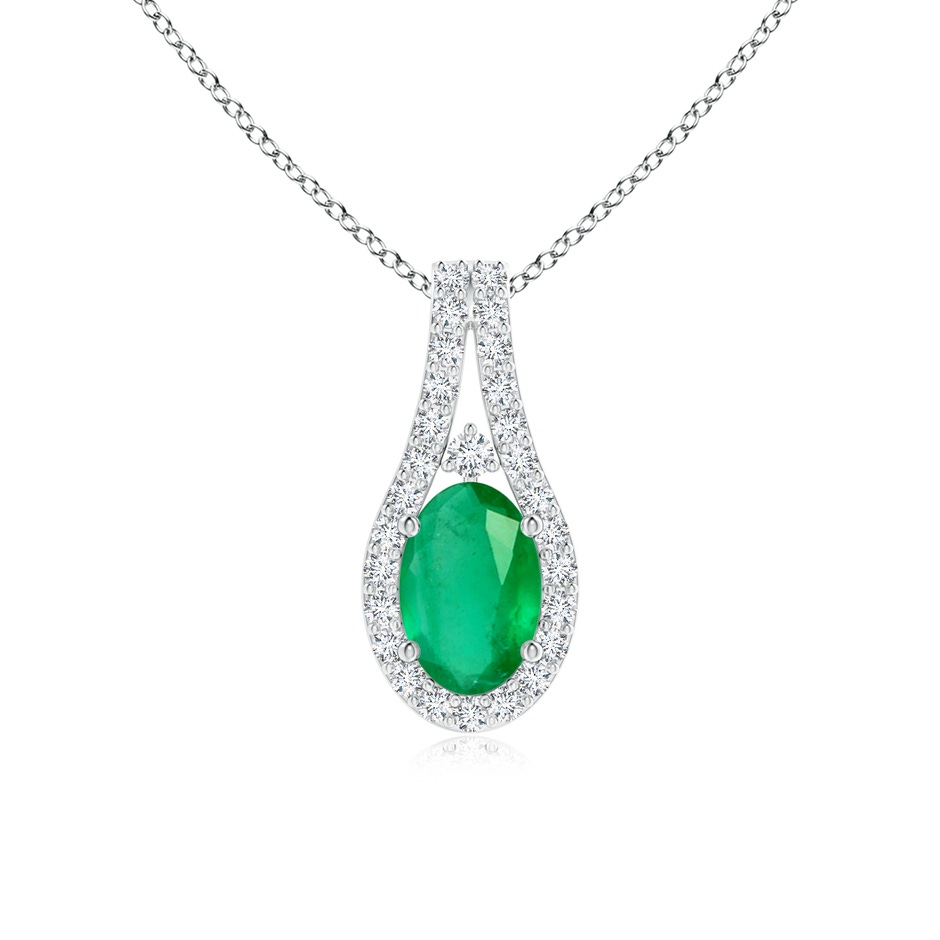 6x4mm A Classic Emerald and Diamond Halo Pendant in P950 Platinum 