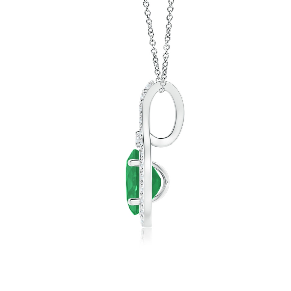 6x4mm A Classic Emerald and Diamond Halo Pendant in P950 Platinum side 199