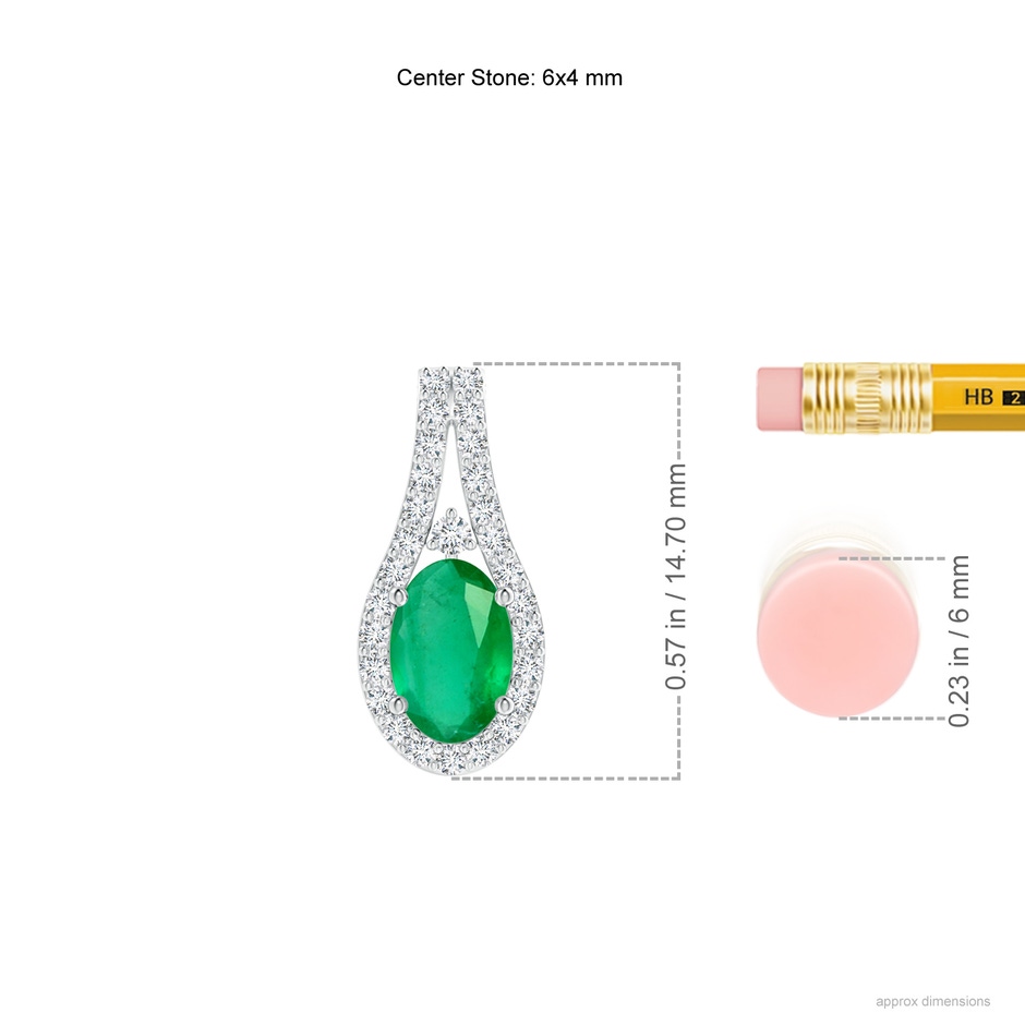6x4mm A Classic Emerald and Diamond Halo Pendant in P950 Platinum ruler