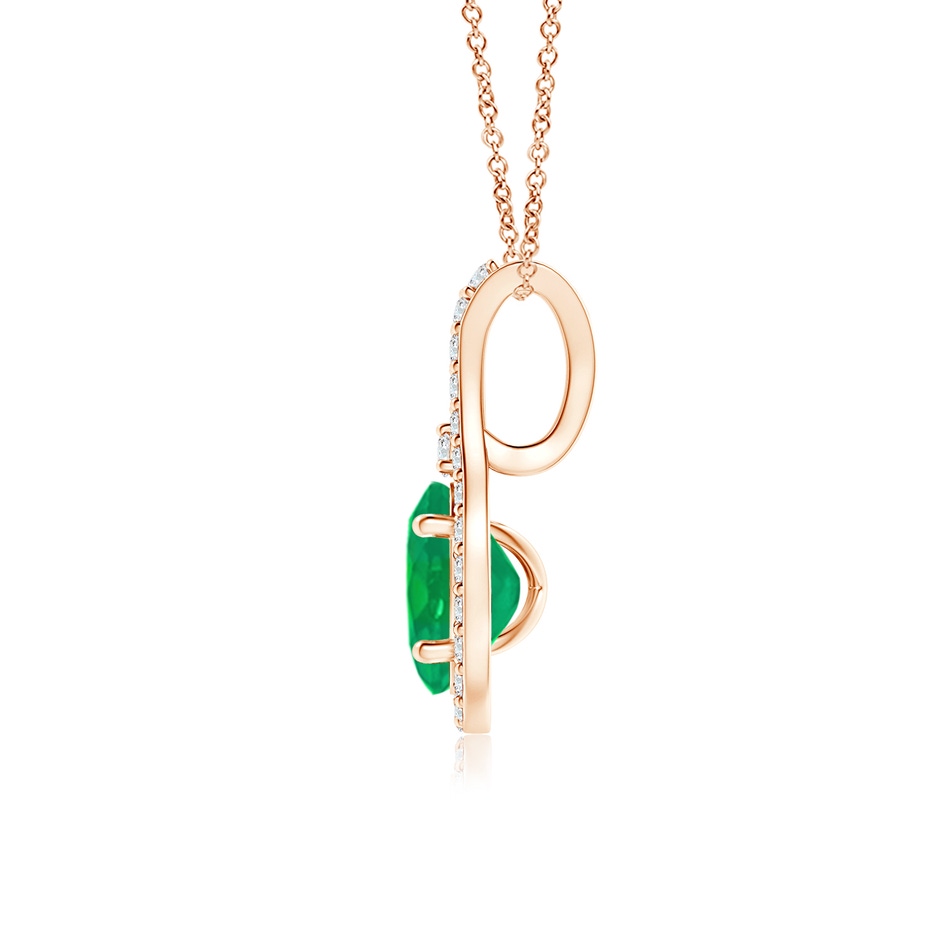 6x4mm AA Classic Emerald and Diamond Halo Pendant in Rose Gold side 199