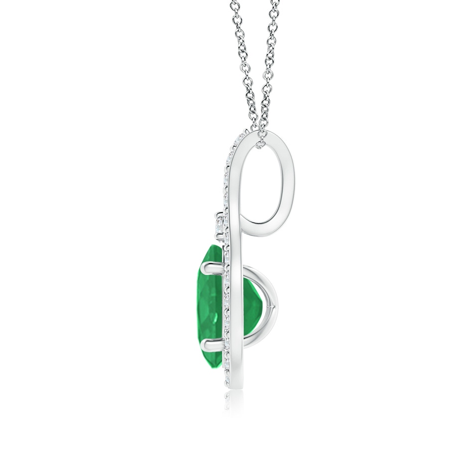7x5mm A Classic Emerald and Diamond Halo Pendant in P950 Platinum side 199