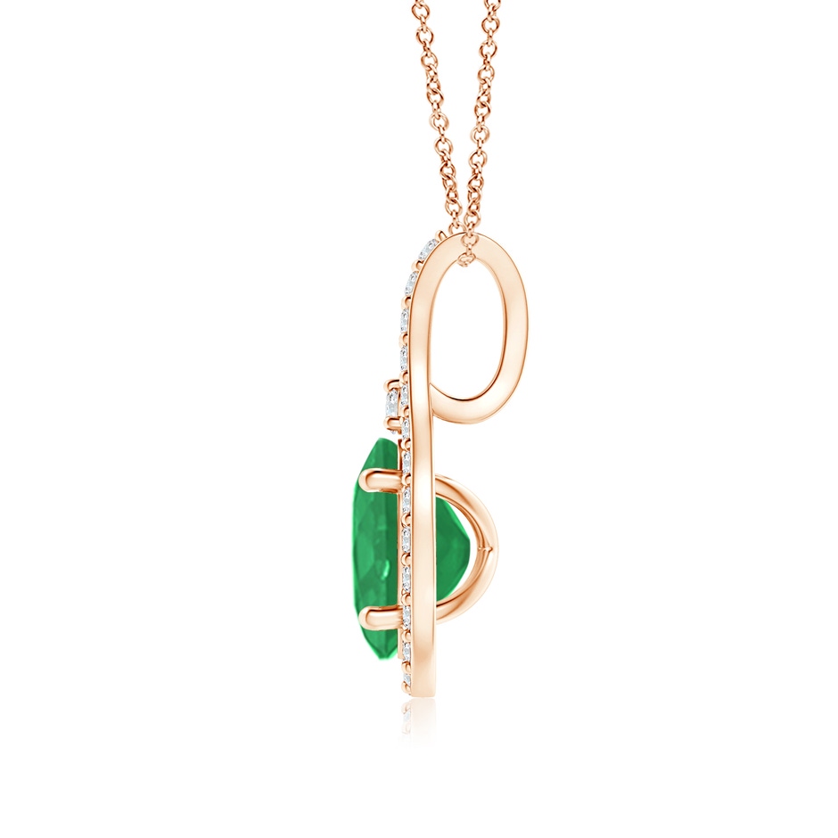 7x5mm A Classic Emerald and Diamond Halo Pendant in Rose Gold side 199