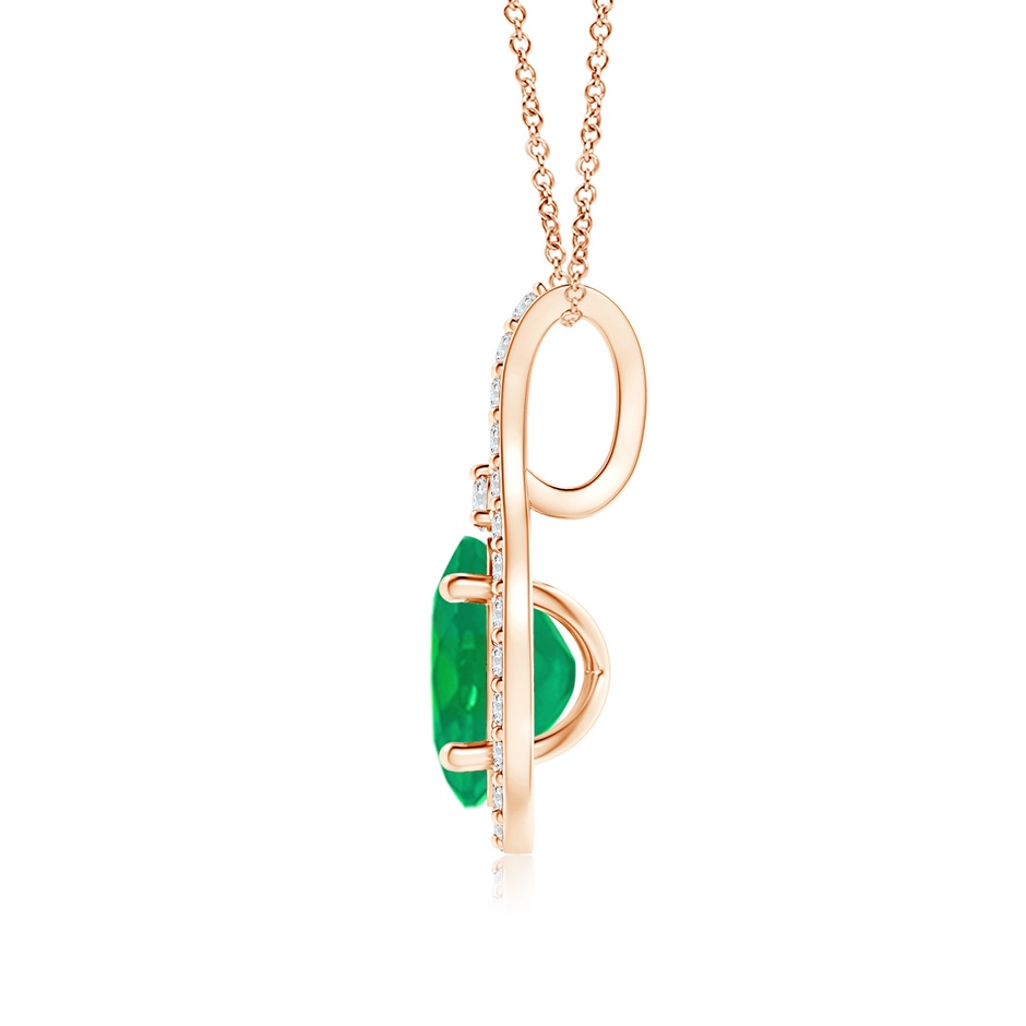 7x5mm AA Classic Emerald and Diamond Halo Pendant in Rose Gold side 199