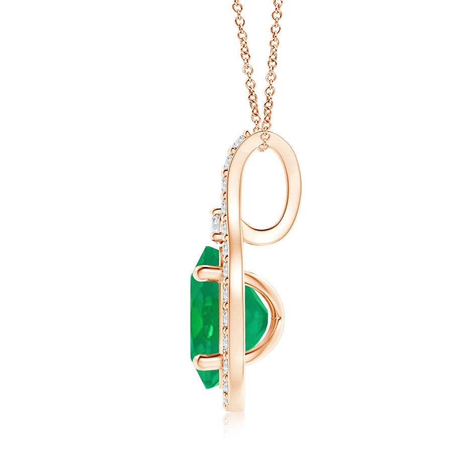 8x6mm AA Classic Emerald and Diamond Halo Pendant in Rose Gold side 199