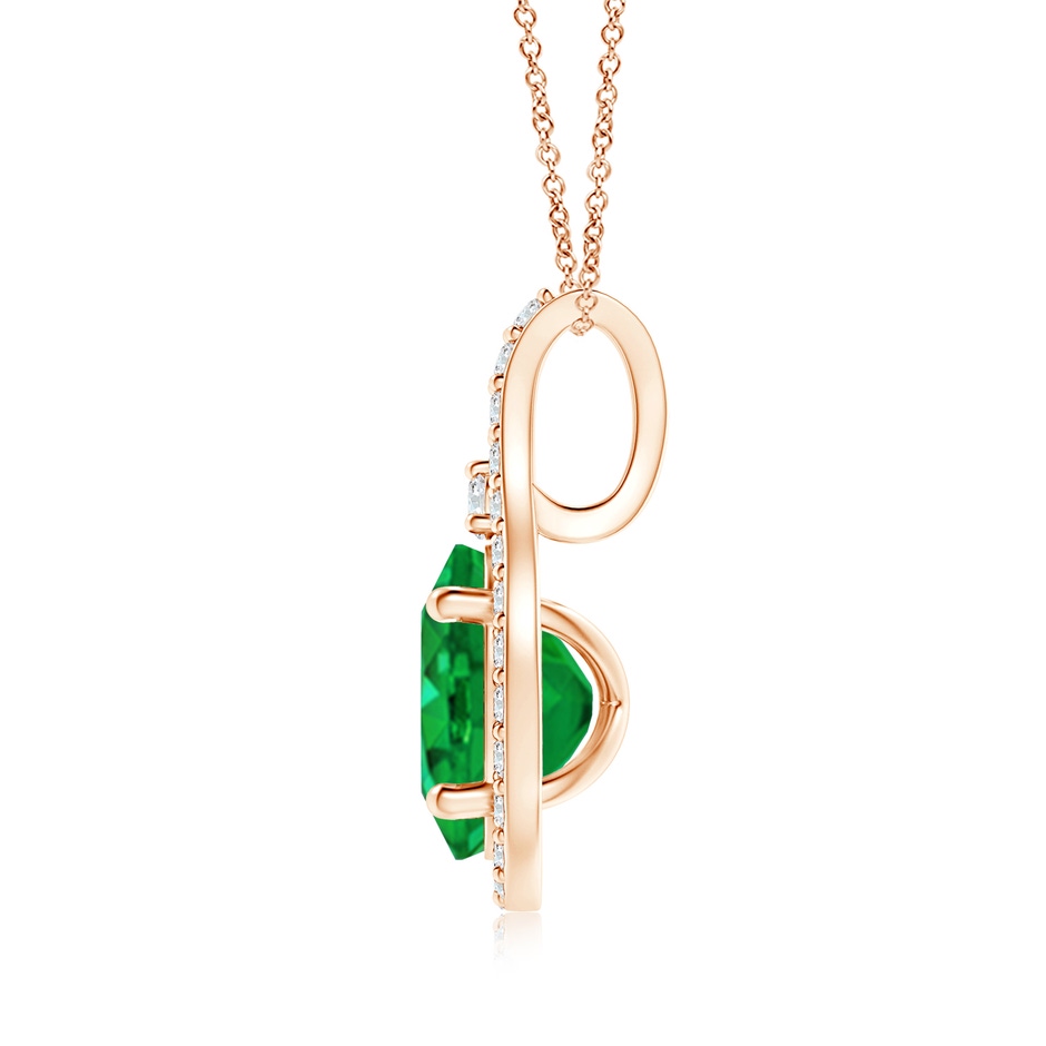 8x6mm AAA Classic Emerald and Diamond Halo Pendant in Rose Gold side 199