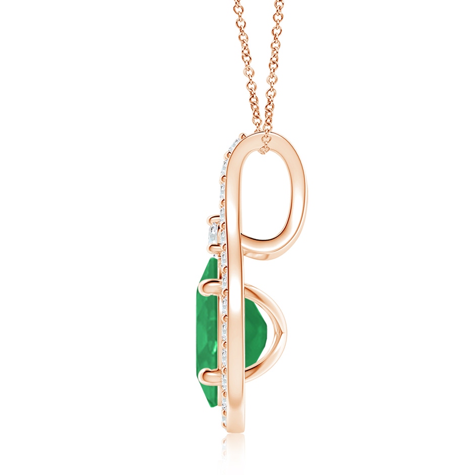 9x7mm A Classic Emerald and Diamond Halo Pendant in Rose Gold side 199