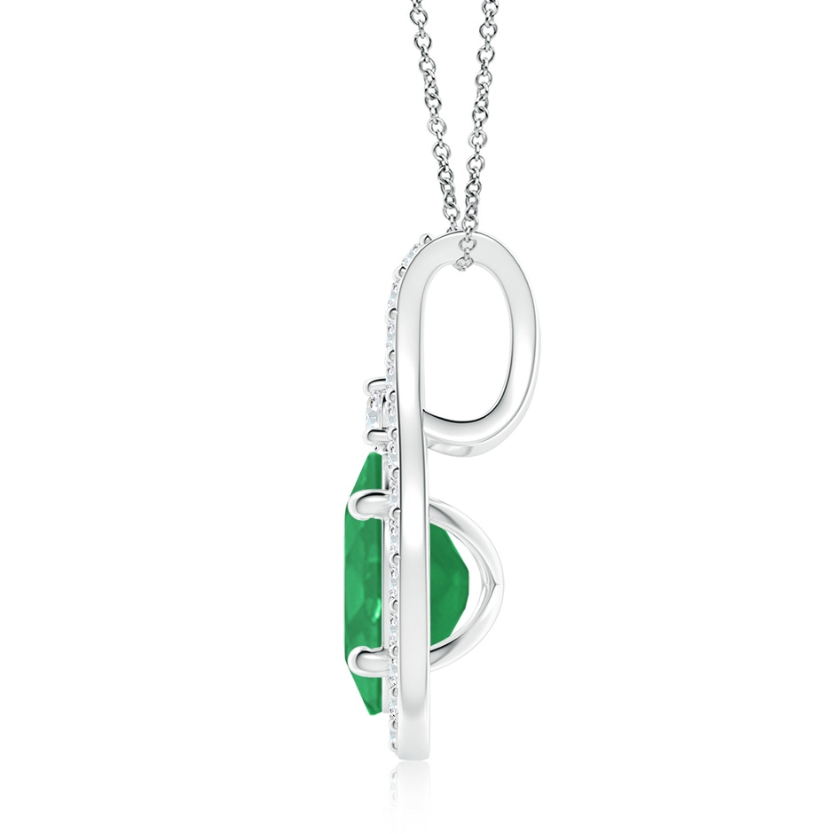 9x7mm A Classic Emerald and Diamond Halo Pendant in White Gold side 199