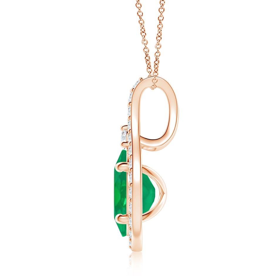 9x7mm AA Classic Emerald and Diamond Halo Pendant in Rose Gold side 199