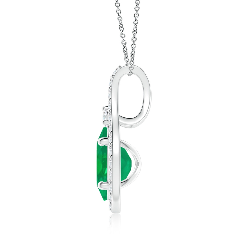 9x7mm AA Classic Emerald and Diamond Halo Pendant in White Gold side 199
