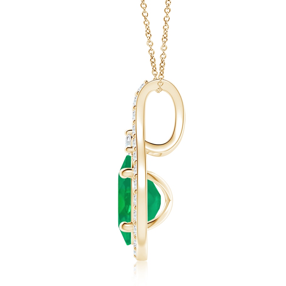 9x7mm AA Classic Emerald and Diamond Halo Pendant in Yellow Gold side 199
