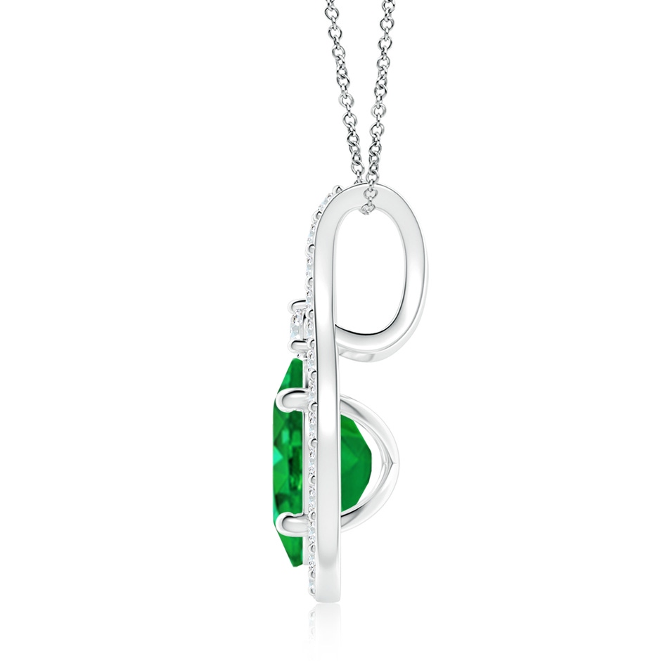 9x7mm AAA Classic Emerald and Diamond Halo Pendant in P950 Platinum side 199