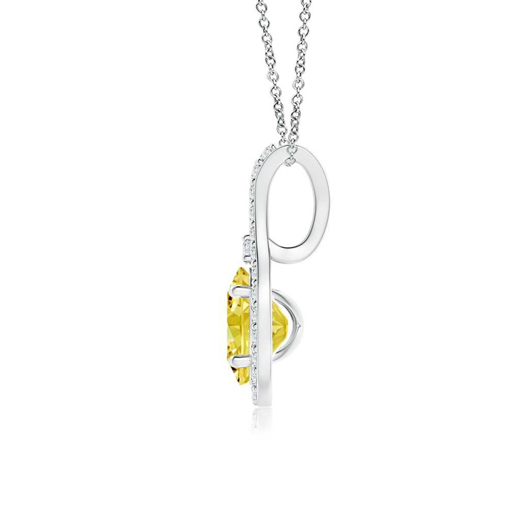 6x4mm AAAA Classic Fancy Intense Yellow and White Diamond Halo Pendant in P950 Platinum - side 199