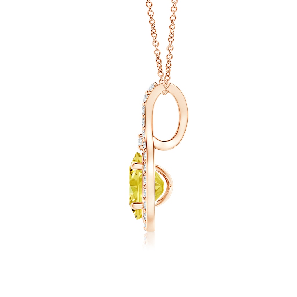 6x4mm AAAA Classic Fancy Intense Yellow and White Diamond Halo Pendant in Rose Gold - side 199