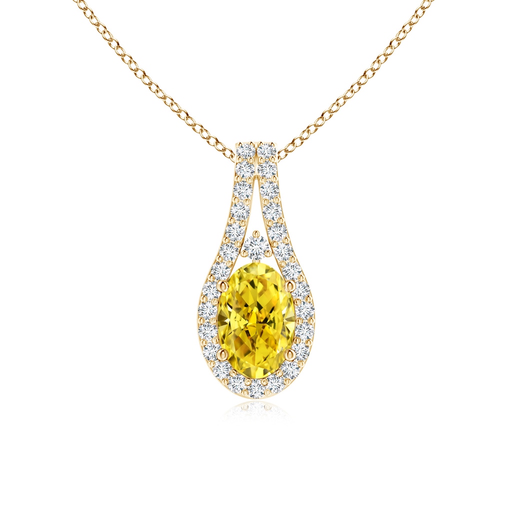 6x4mm AAAA Classic Fancy Intense Yellow and White Diamond Halo Pendant in Yellow Gold