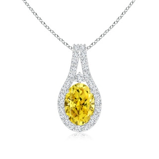 7x5mm AAAA Classic Fancy Intense Yellow and White Diamond Halo Pendant in P950 Platinum