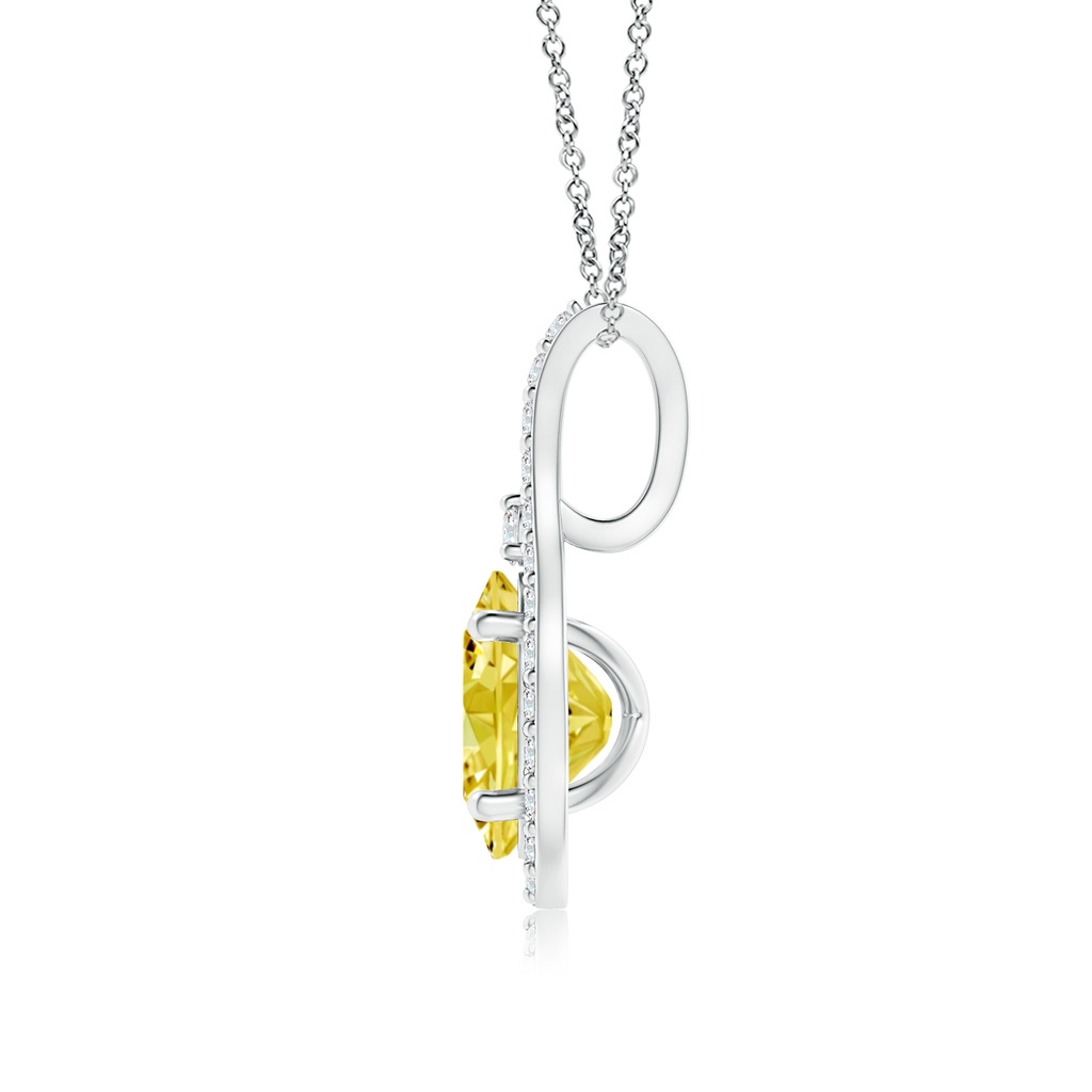 7x5mm AAAA Classic Fancy Intense Yellow and White Diamond Halo Pendant in White Gold - side 199