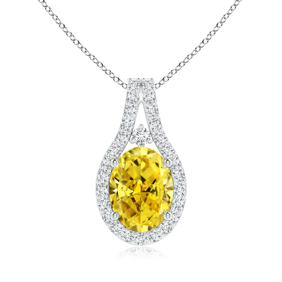 8x6mm AAAA Classic Fancy Intense Yellow and White Diamond Halo Pendant in P950 Platinum 