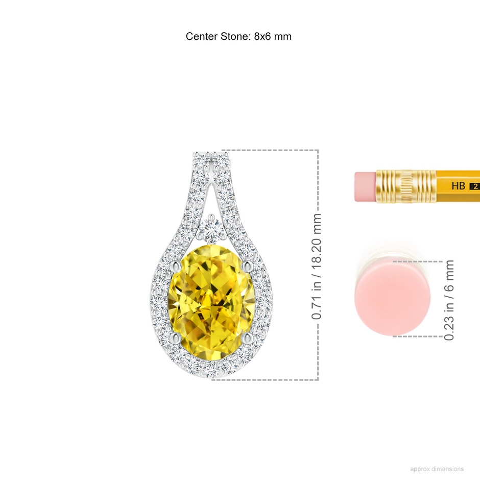 8x6mm AAAA Classic Fancy Intense Yellow and White Diamond Halo Pendant in P950 Platinum ruler