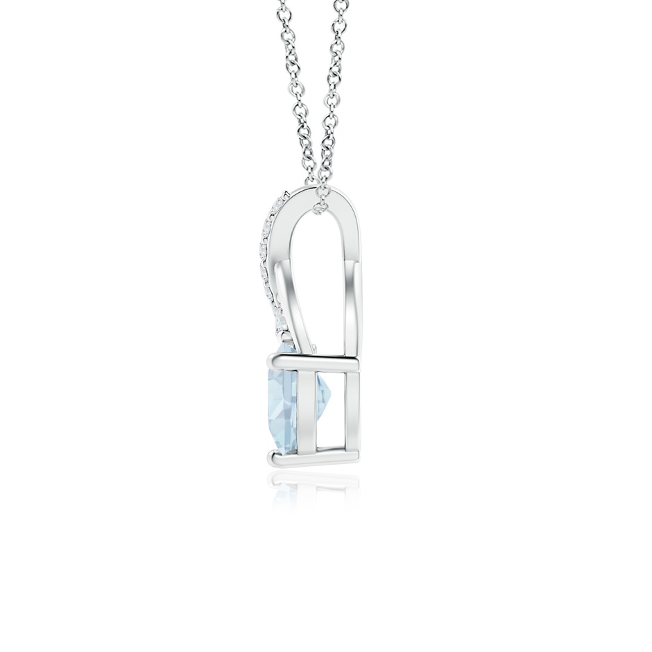 5mm A Solitaire Heart Aquamarine Pendant with Twisted Diamond Bale in White Gold side 199