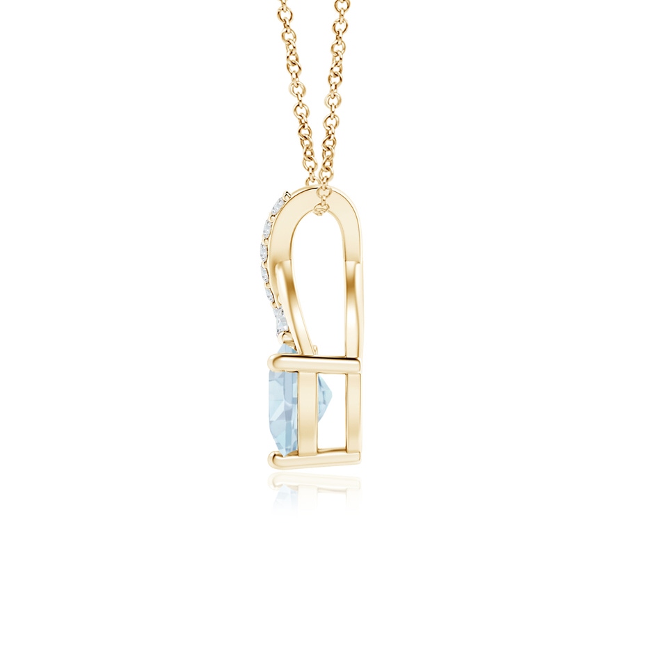 5mm A Solitaire Heart Aquamarine Pendant with Twisted Diamond Bale in Yellow Gold side 199