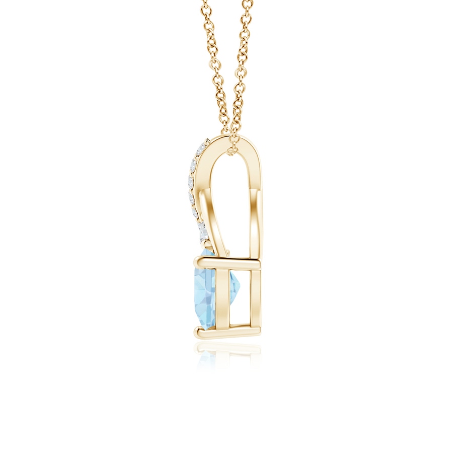 5mm AA Solitaire Heart Aquamarine Pendant with Twisted Diamond Bale in Yellow Gold side 199
