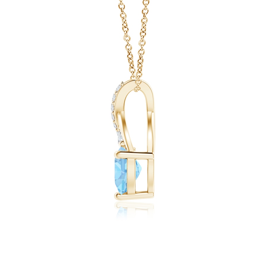 5mm AAA Solitaire Heart Aquamarine Pendant with Twisted Diamond Bale in Yellow Gold side 199