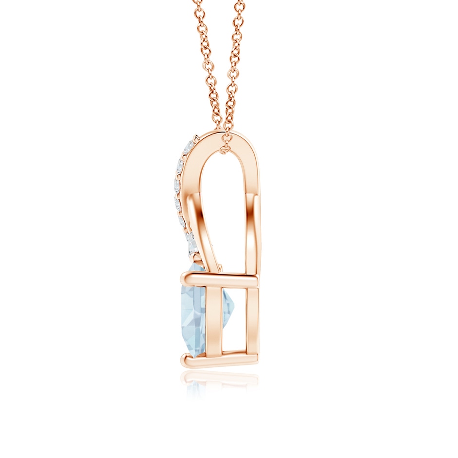 6mm A Solitaire Heart Aquamarine Pendant with Twisted Diamond Bale in Rose Gold side 199