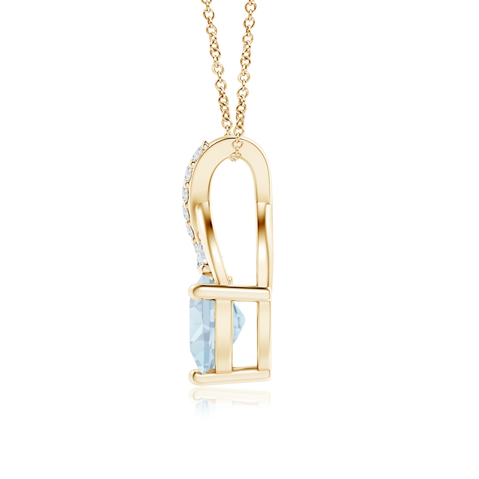 6mm A Solitaire Heart Aquamarine Pendant with Twisted Diamond Bale in Yellow Gold side 199