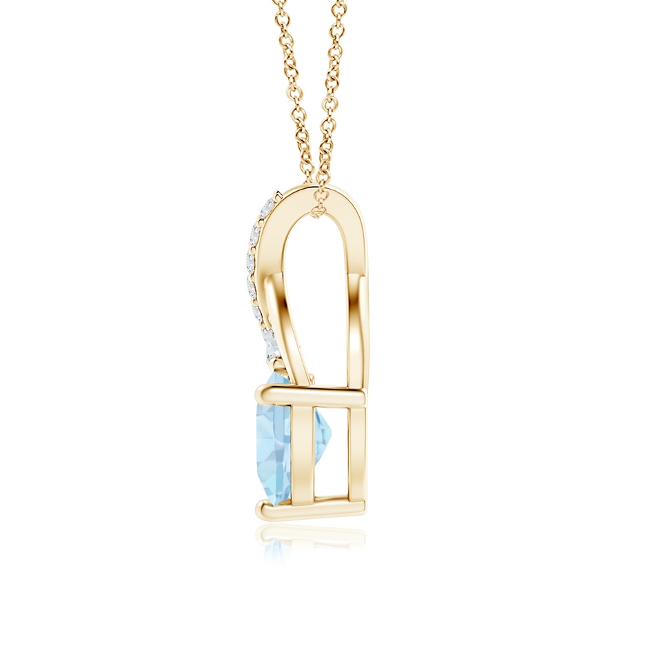 6mm AA Solitaire Heart Aquamarine Pendant with Twisted Diamond Bale in Yellow Gold side 199