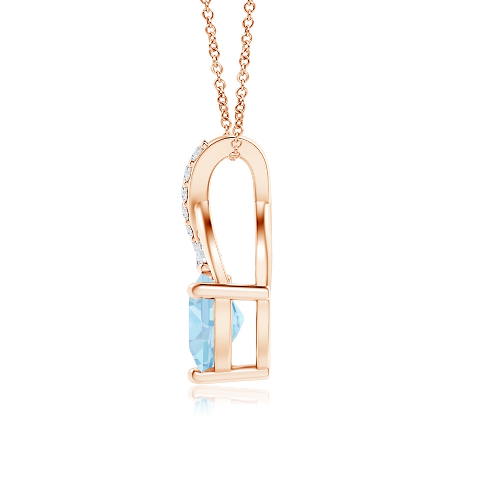 6mm AAA Solitaire Heart Aquamarine Pendant with Twisted Diamond Bale in Rose Gold side 199