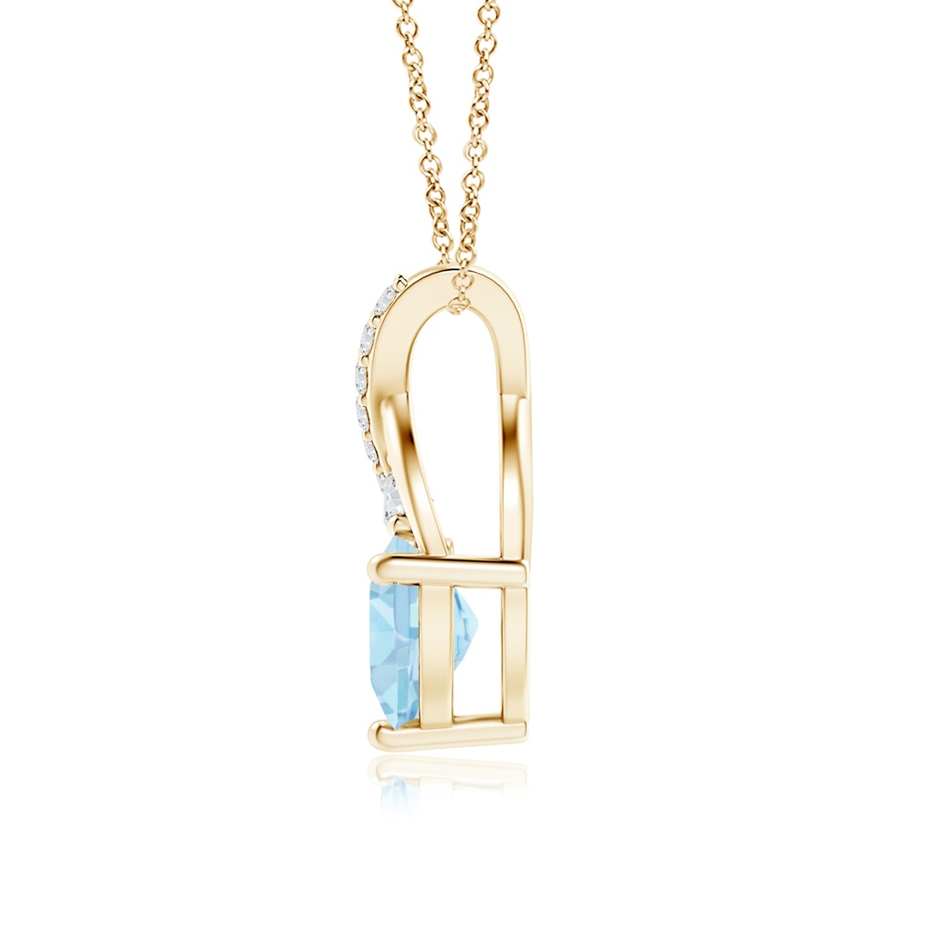 6mm AAA Solitaire Heart Aquamarine Pendant with Twisted Diamond Bale in Yellow Gold - side 199