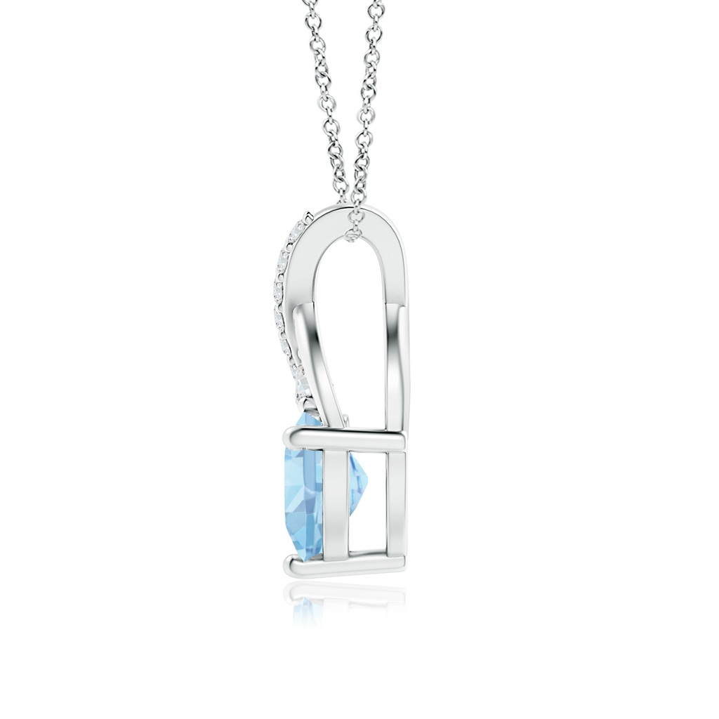 6mm AAAA Solitaire Heart Aquamarine Pendant with Twisted Diamond Bale in White Gold Side 199