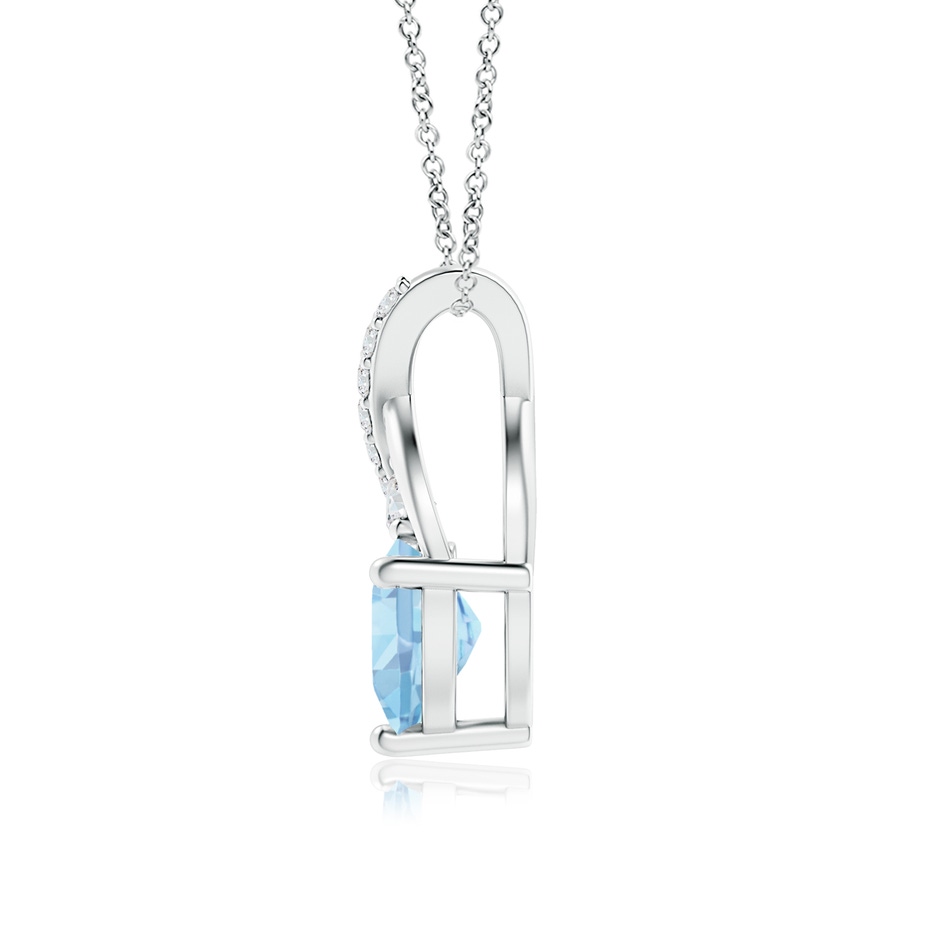 6mm AAAA Solitaire Heart Aquamarine Pendant with Twisted Diamond Bale in White Gold side 199